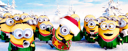 Merry christmas and happy new year minions animated gif