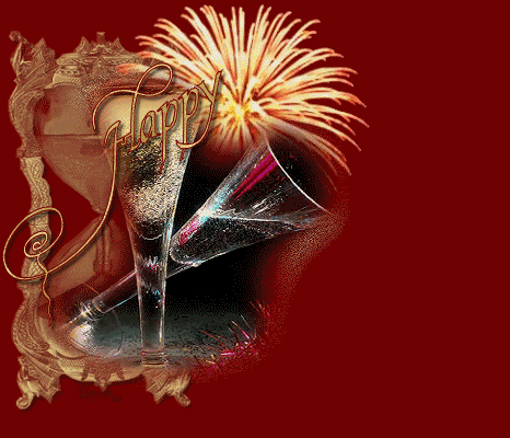 Happy new year animated fireworks graphic