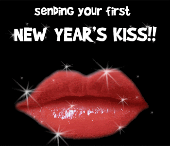 Happy new year kiss animated gif