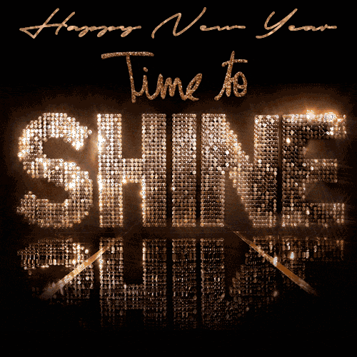 Happy new year time to shine glitter animation