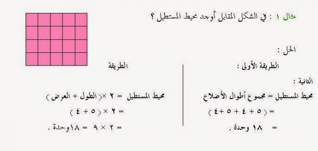 ما هو محيط المستطيل - خصائص المستطيل